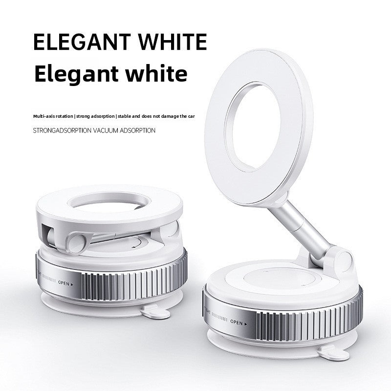 Magnetic car phone holder set, white mount with suction base and adjustable ring