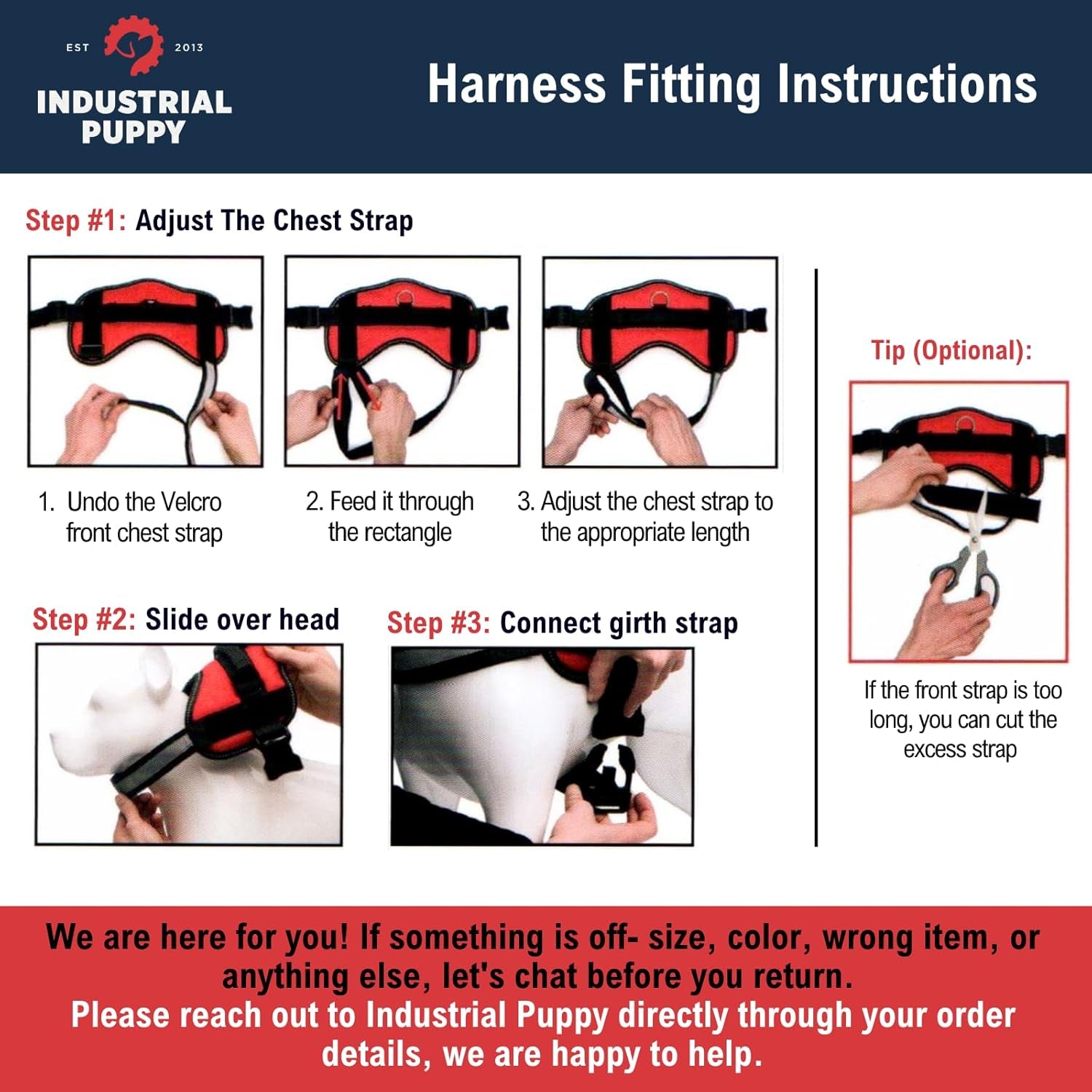Service Dog in Training Vest Harness - Durable & Adjustable Dog Vest with Reflective Straps, Removable Patches, Handle & D-Ring, Travel and Daily Use, Small 19.5"-25", Bright Red