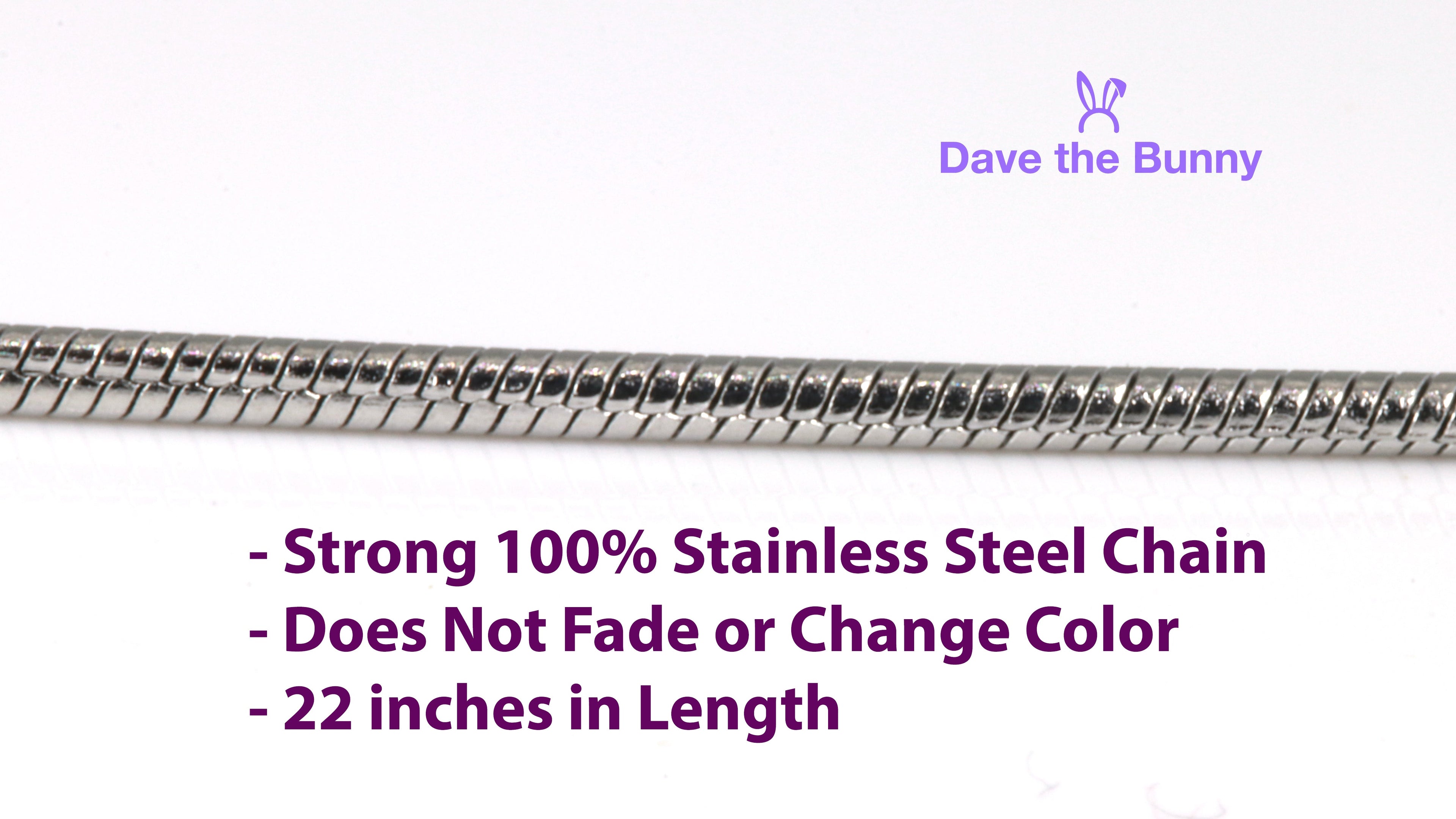 Stainless steel snake chain with detailed link pattern, close-up