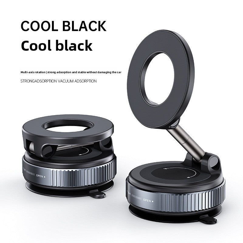 Magnetic car phone holder set, black mount with suction base and adjustable ring