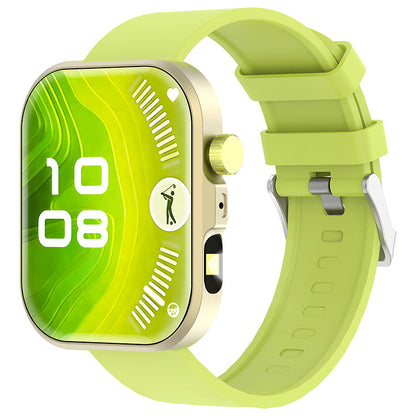 Green smart watch with green health display and lime silicone strap