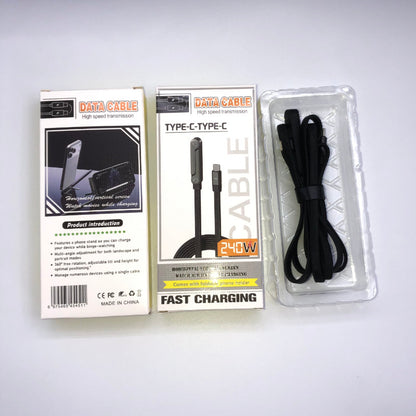 Mobile phone charging cable kit with Type-C to Type-C cable, boxed and packaged