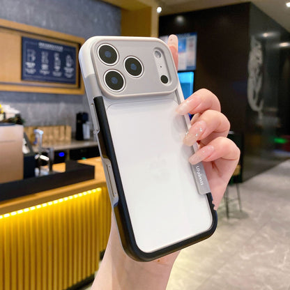 Phone case with white back and black border, rear camera module cutouts visible