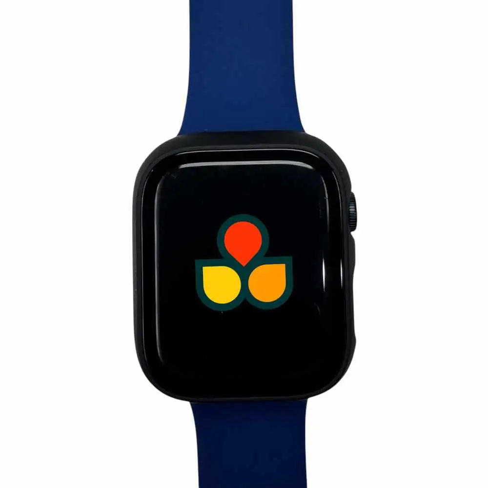 Satin Guard case cover with black frame on blue watch band