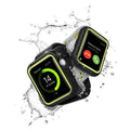 Rugged sport case cover for Apple Watch, black with neon green trim