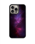 Galaxy-pattern phone case with purple nebula and raised camera cutouts