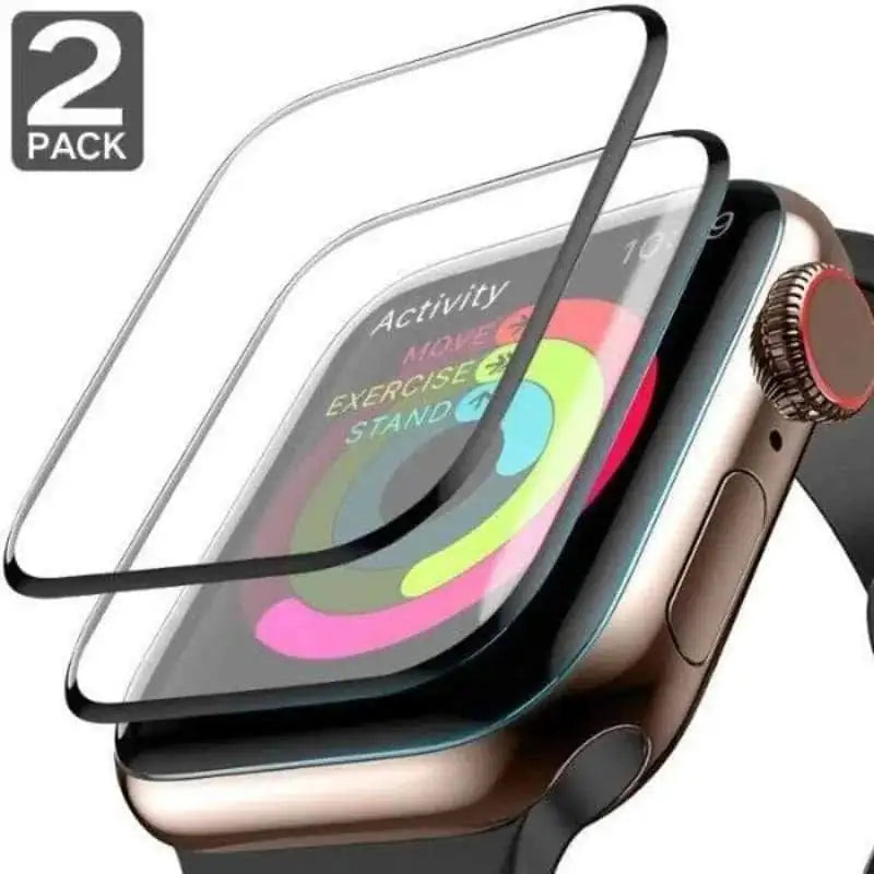 2-pack black-framed clear screen protector covers for smartwatch displays, curved fit