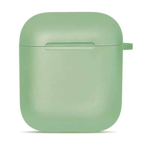 Green AirPod case with snap-on lid and front button