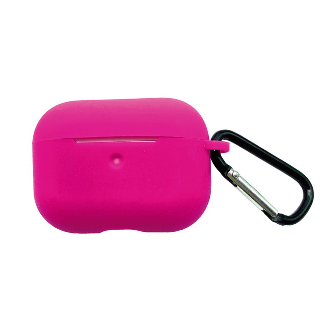 Pink AirPods Pro silicone case with carabiner clip