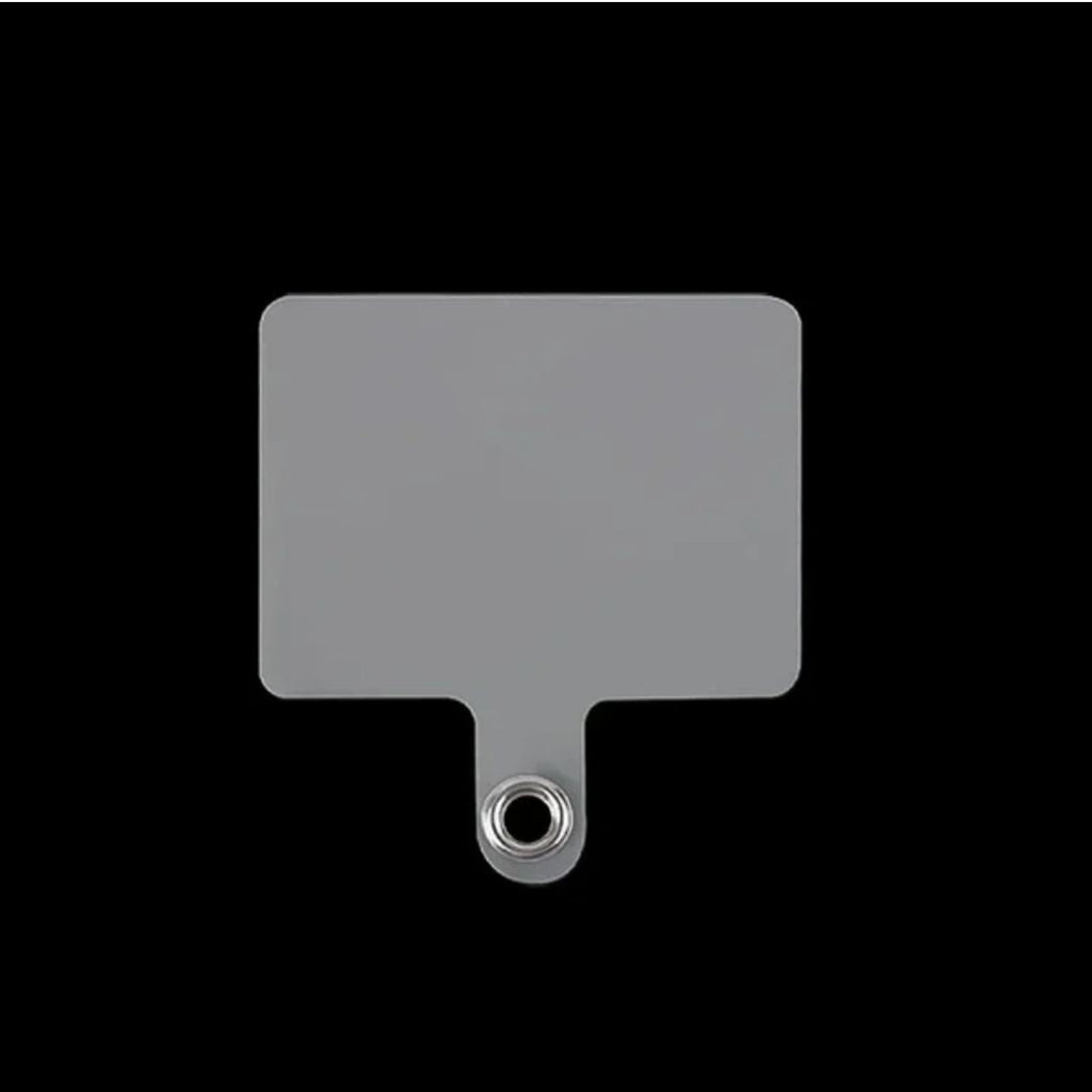 Gray adapter plate with metal eyelet for phone strap attachment