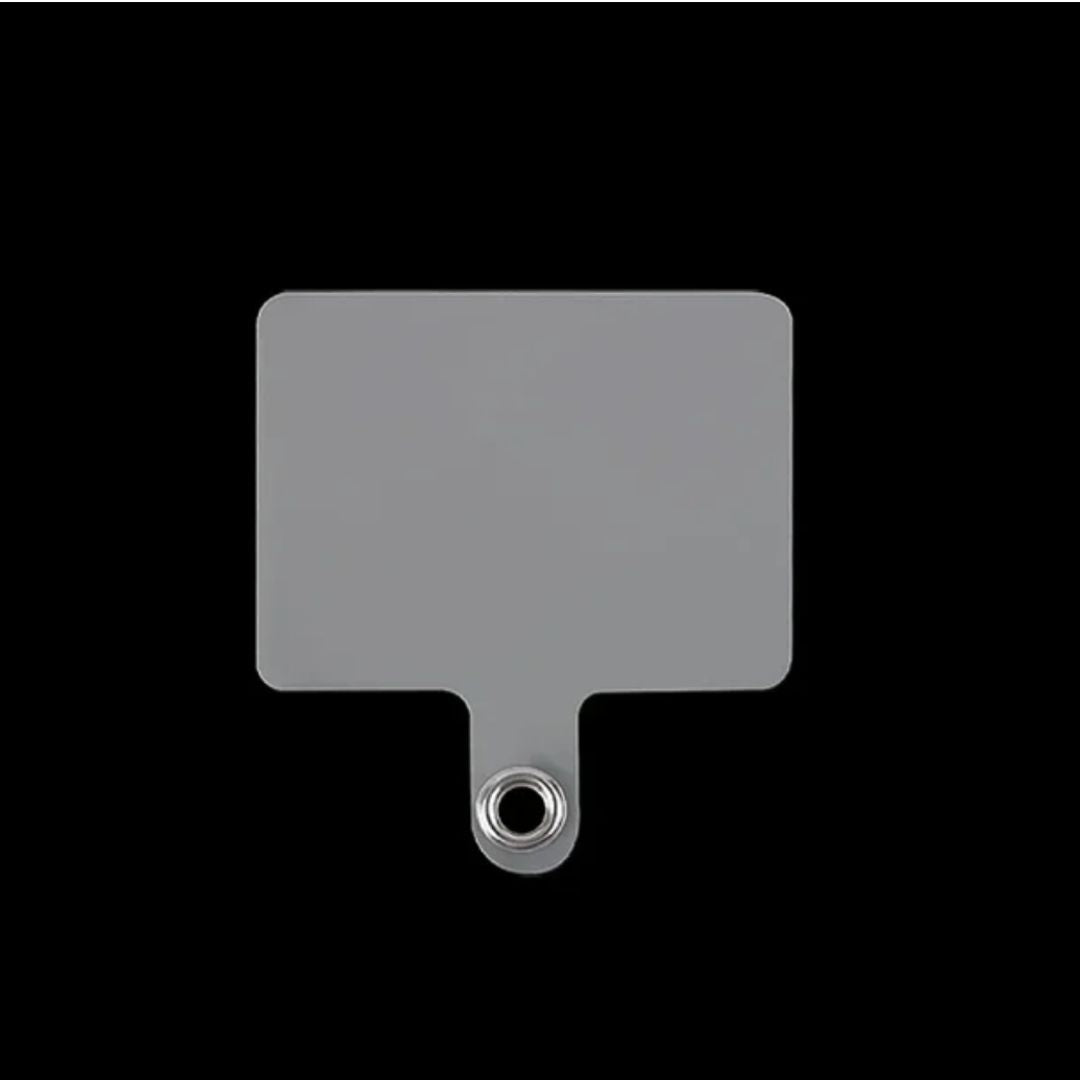 Gray adapter plate with metal eyelet for phone strap attachment