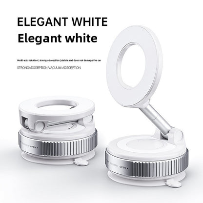Magnetic car phone holder set, white mount with suction base and adjustable ring