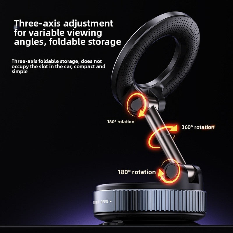 Magnetic car phone holder, black 360 rotation arm and perforated top ring