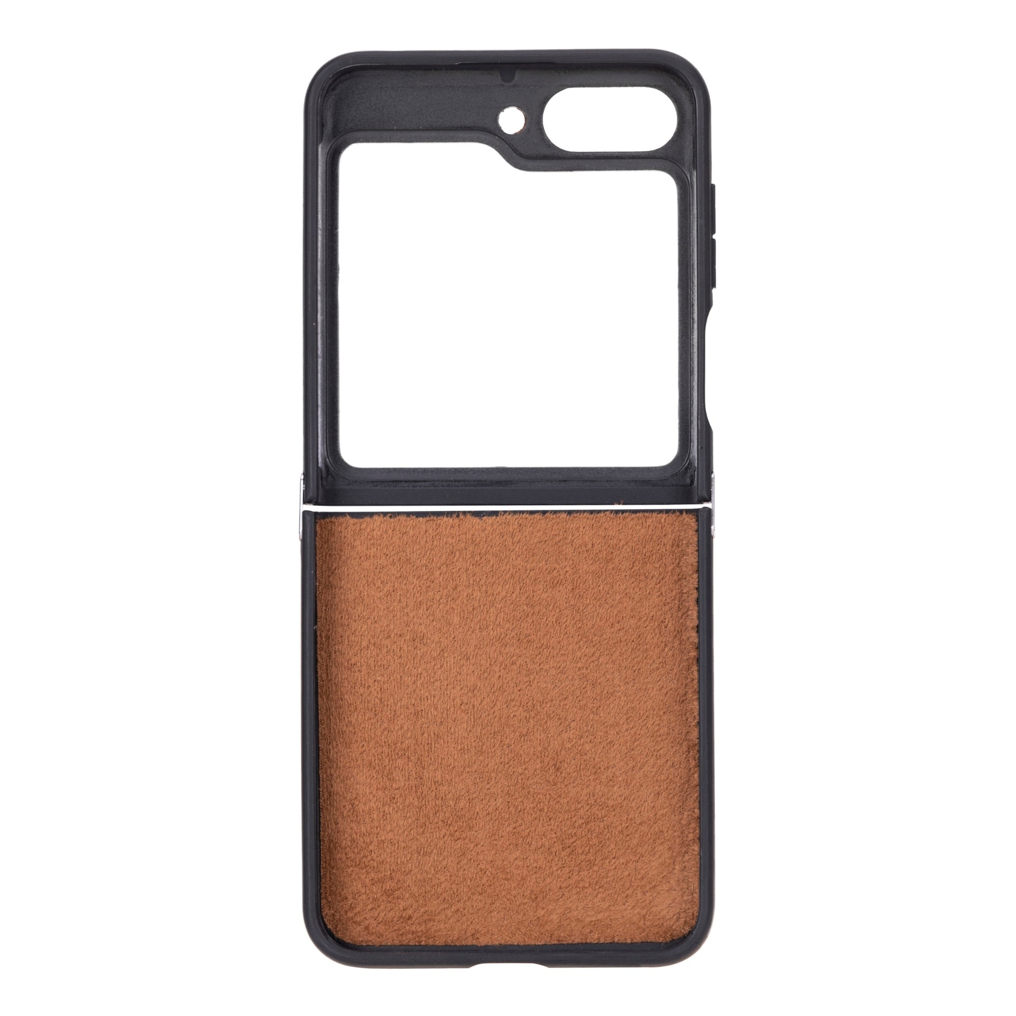 Miami Z Flip 5 case with tan back panel and camera/port cutouts