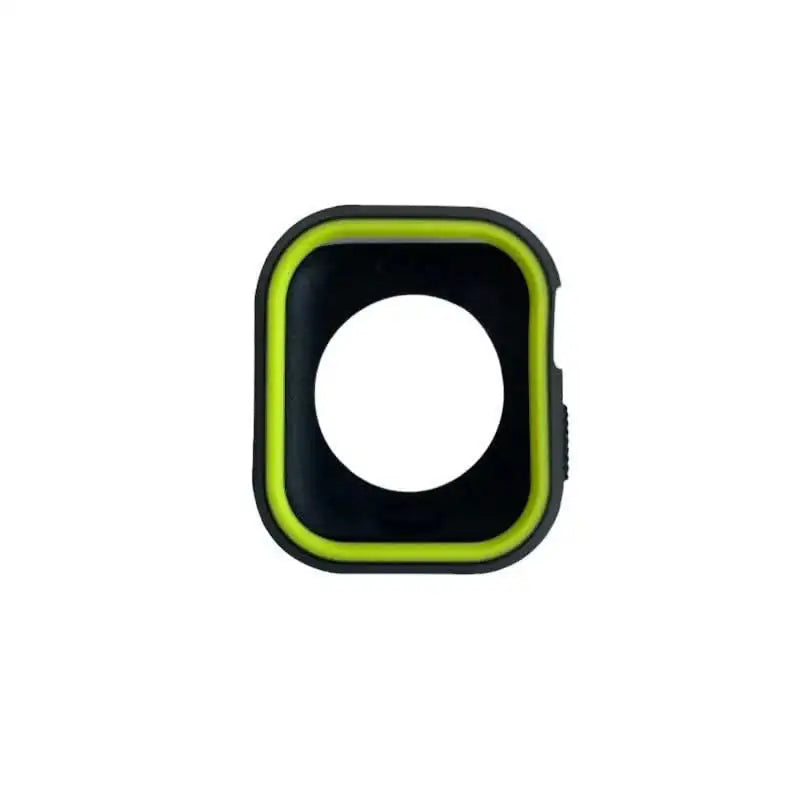 Rugged sport case cover for Apple Watch, black with neon green frame