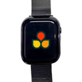 Black watch case cover with clear gloss screen and black mesh strap