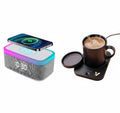 Wireless charging alarm clock speaker with mug warmer and cup set